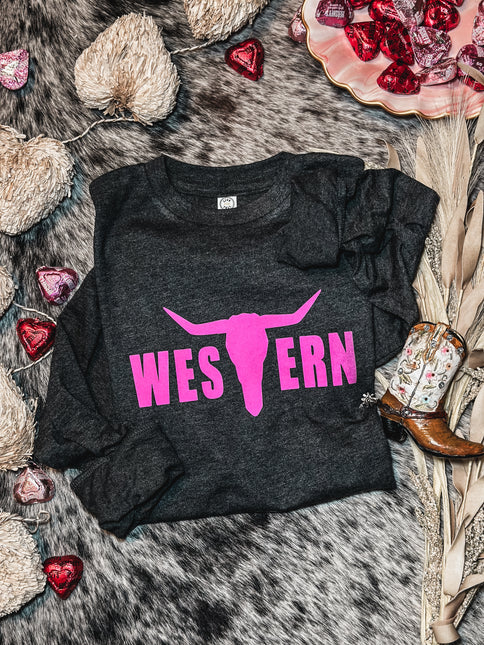 Brand Logo Longsleeve Youth - Pink/Charcoal