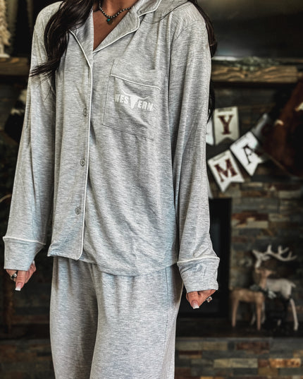 Brand Sleepover Pant PJ Set - Grey