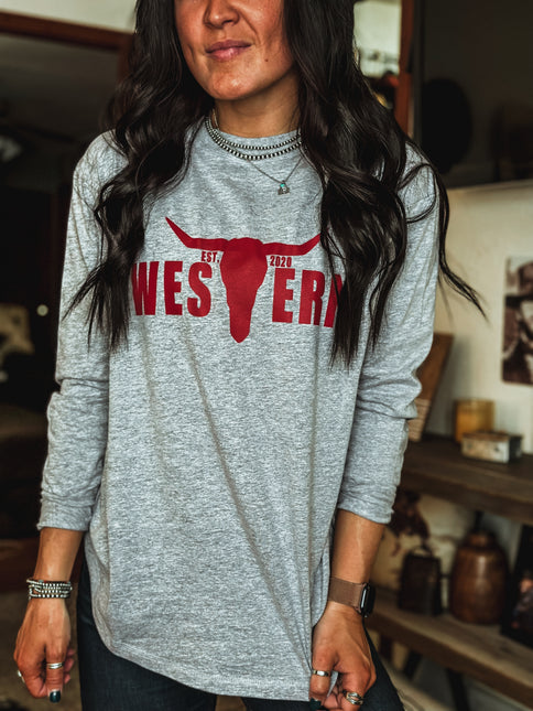 Brand Logo Jersey Longsleeve Heather Grey/Red