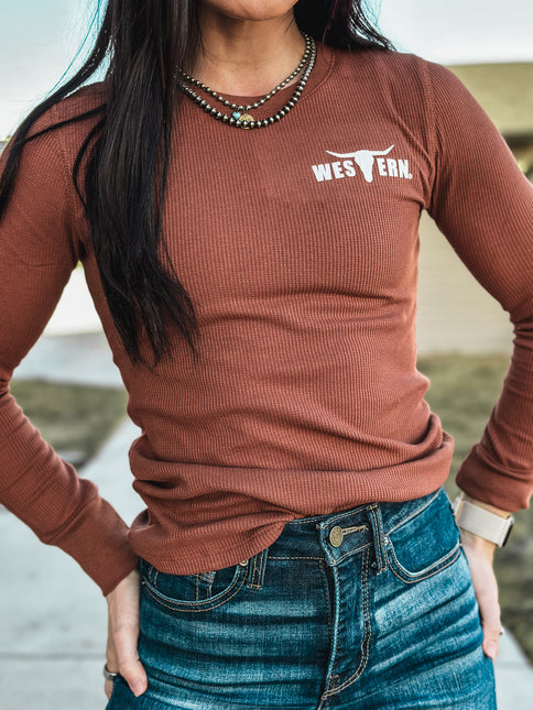 Brand Women's Knitted Thermal Longlseeve - Rust