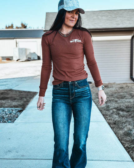 Brand Women's Knitted Thermal Longlseeve - Rust