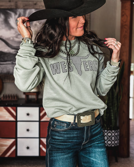 Brand Logo Crew Sage/Checkers