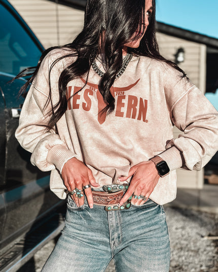 Women's Soft Crew - Light Brown Logo / Marble