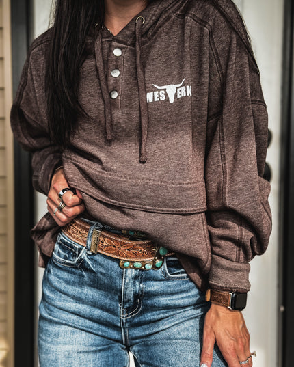 Brand Drifter Snap Pullover - Mocha