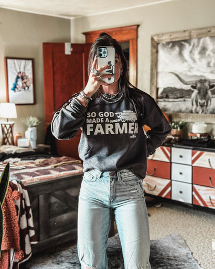 God Made a Farmer Crew - Dark Grey Heather