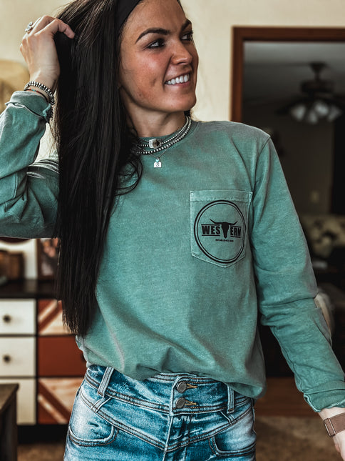 Brand Longsleeve Pocket T - Light Green
