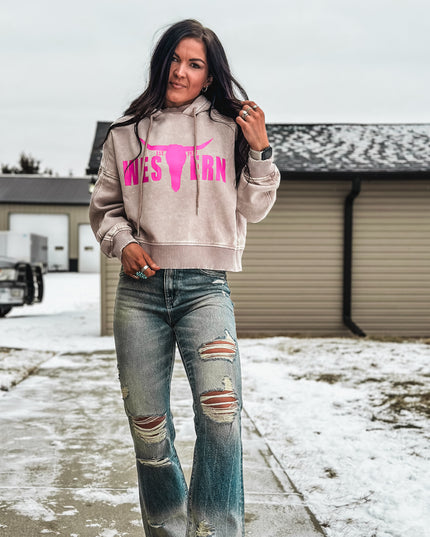 Brand Jersey Hoodie - Pink Logo / Ashy Smoke