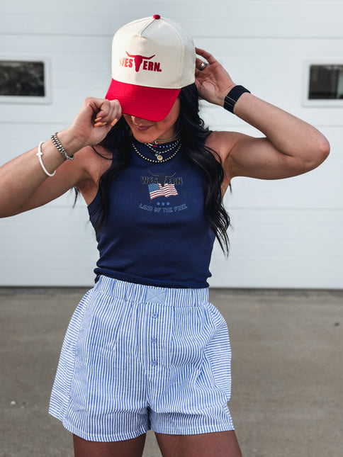 Vintage 4th of July Racer Tank - Navy