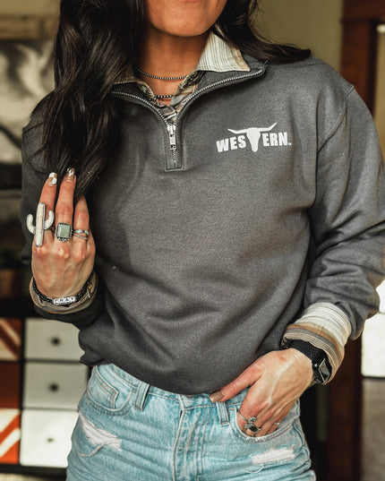 Brand 1/4 Zip Charcoal Grey