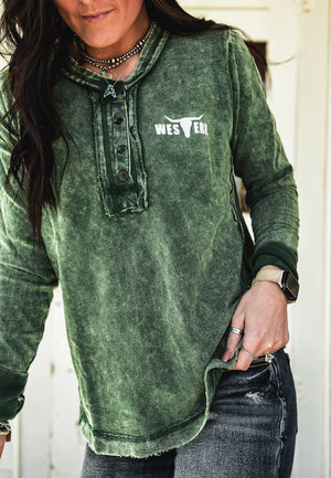 Brand Bozeman Button Longsleeve - Evergreen