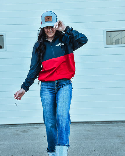 Brand Scuba 1/4 Zip Windbreaker  - Navy/Red