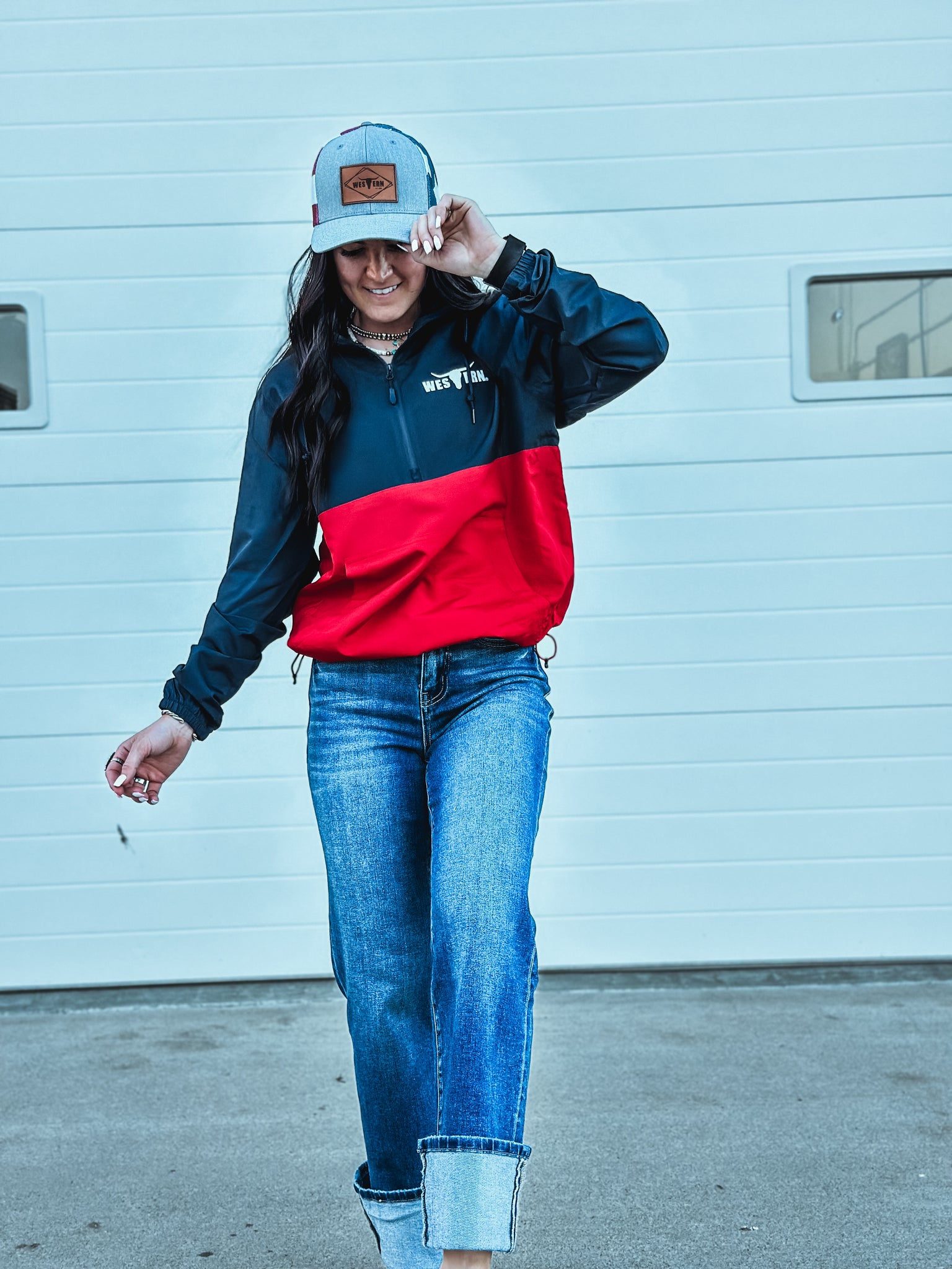 Brand Scuba 1/4 Zip Windbreaker  - Navy/Red