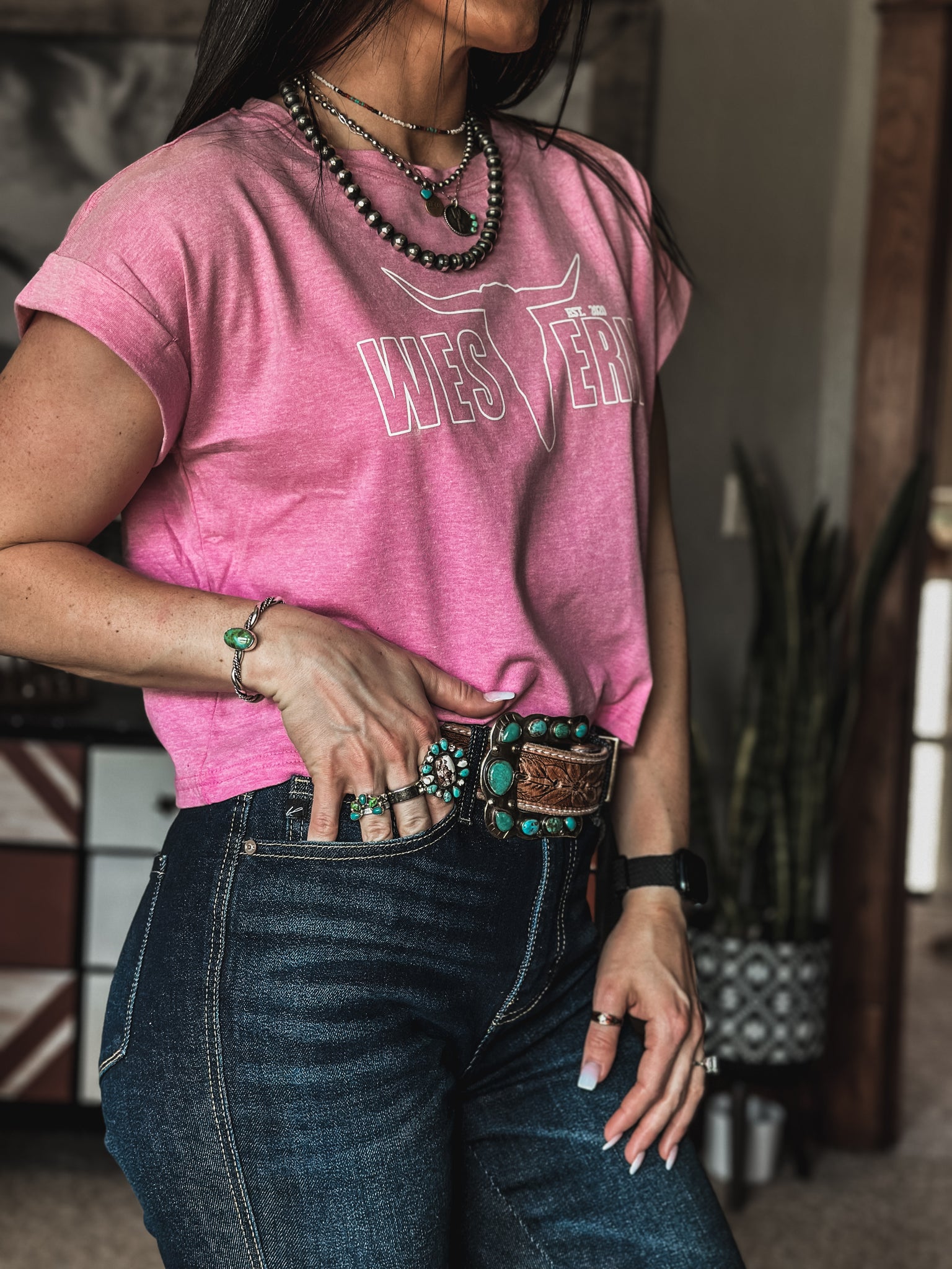 Brand Charleston Crop Tee - Heather Pink