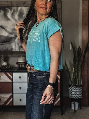 Brand Charleston Crop Tee - Heather Turq