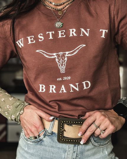 Western T Brand Longhorn - Brick
