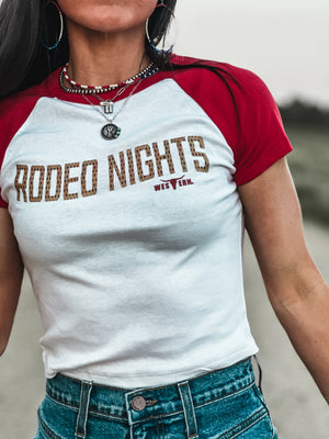 Rodeo Nights Cropped Tee - Red
