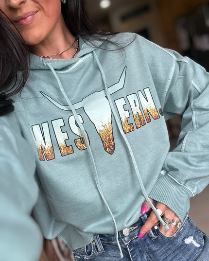 Brand Corn Field Logo Deadwood Hoodie - Ash Blue