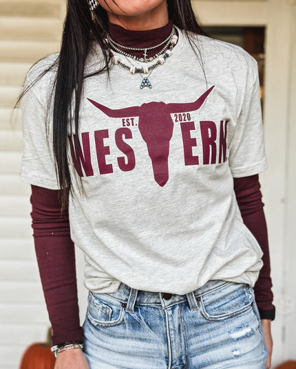 Brand Logo T - Oatmeal/Maroon