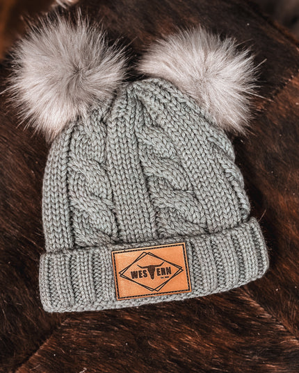 Brand Bunny Ear Infant Beanie - Grey