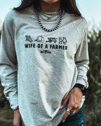 Wife of a Farmer Lightweight Raglan Crew - Oatmeal
