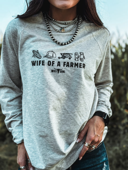 Wife of a Farmer Lightweight Raglan Crew - Oatmeal