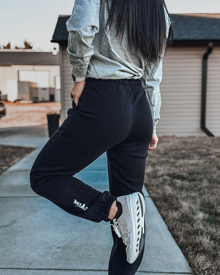 Brand Tri-Cotton Joggers - Black