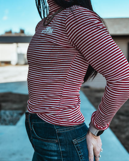 Brand Stripe Longsleeve Turtleneck - Red