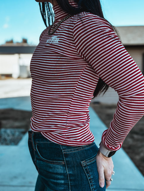 Brand Stripe Longsleeve Turtleneck - Red