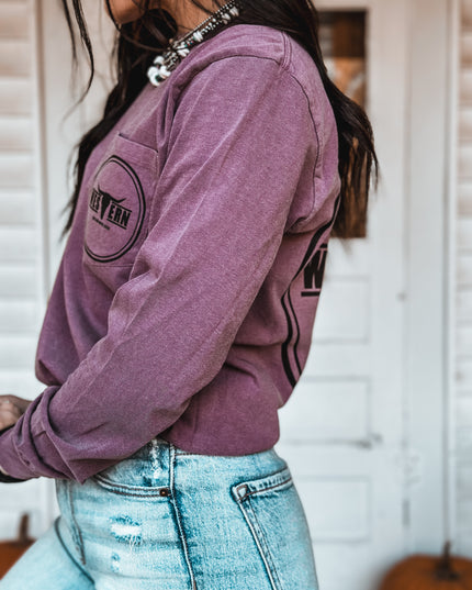 Brand Longsleeve Pocket T - Berry