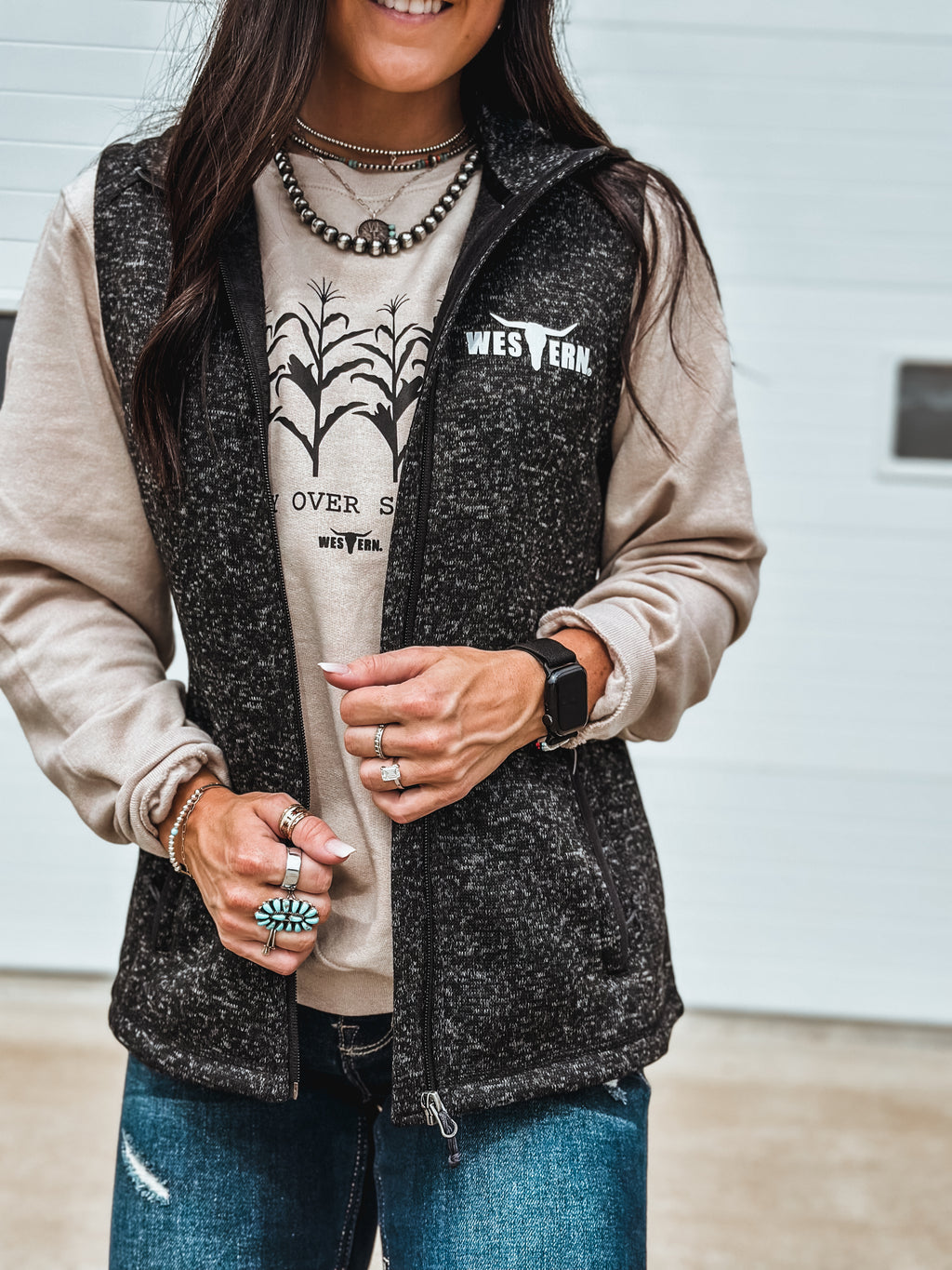 Brand Fleece Vest - Heather Black