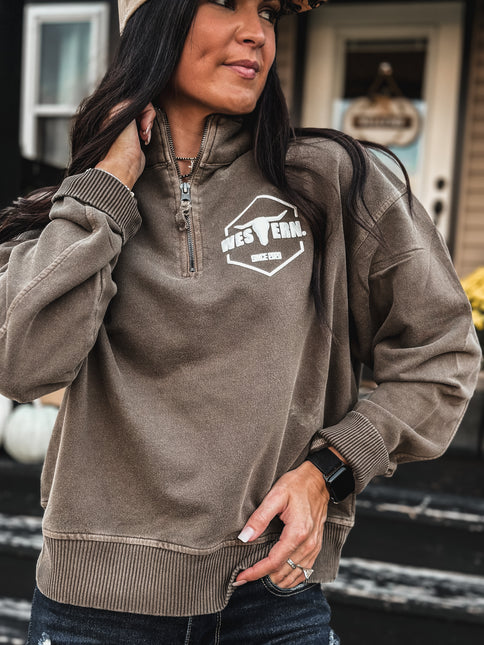 Brand Sammy Pullover 1/4 Zip - Espresso