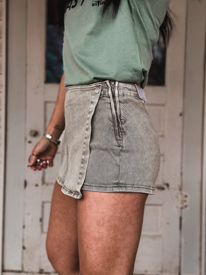 Lilly Denim Skort - Gravel