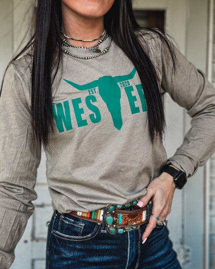 Brand Teal Logo Longsleeve - Taupe