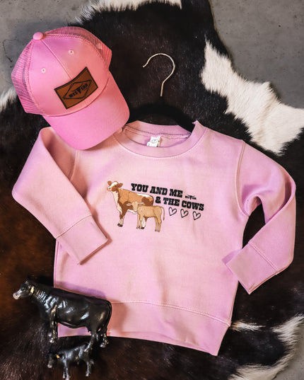 Cow Valentine Crew - Light Pink