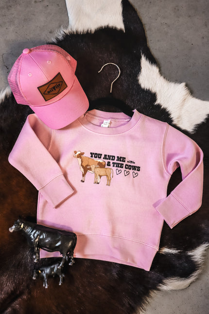 Cow Valentine Crew - Light Pink