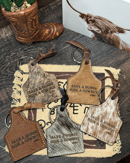 Save a Horse Cow Tag Keychain