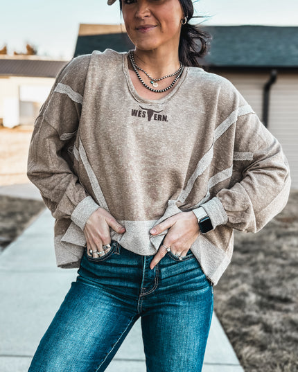 Brand Swoop Raw Hem Hoodie - Mocha