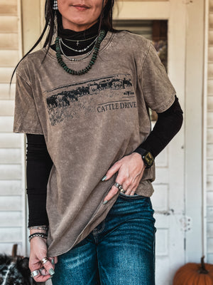 Cattle Drive Oversized T - Mocha