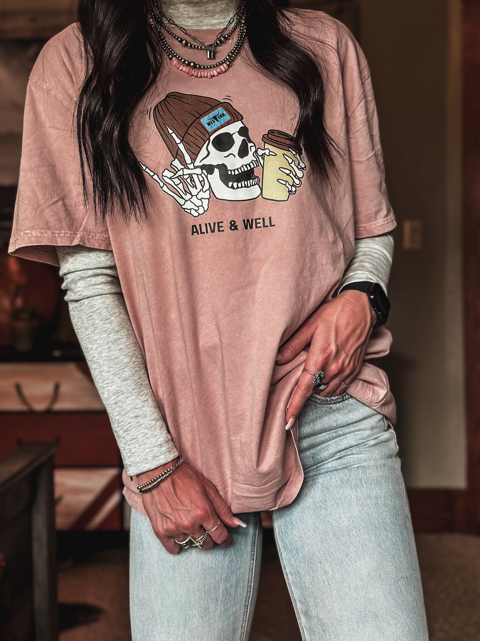 Alive & Well Oversized T - Vintage Peach