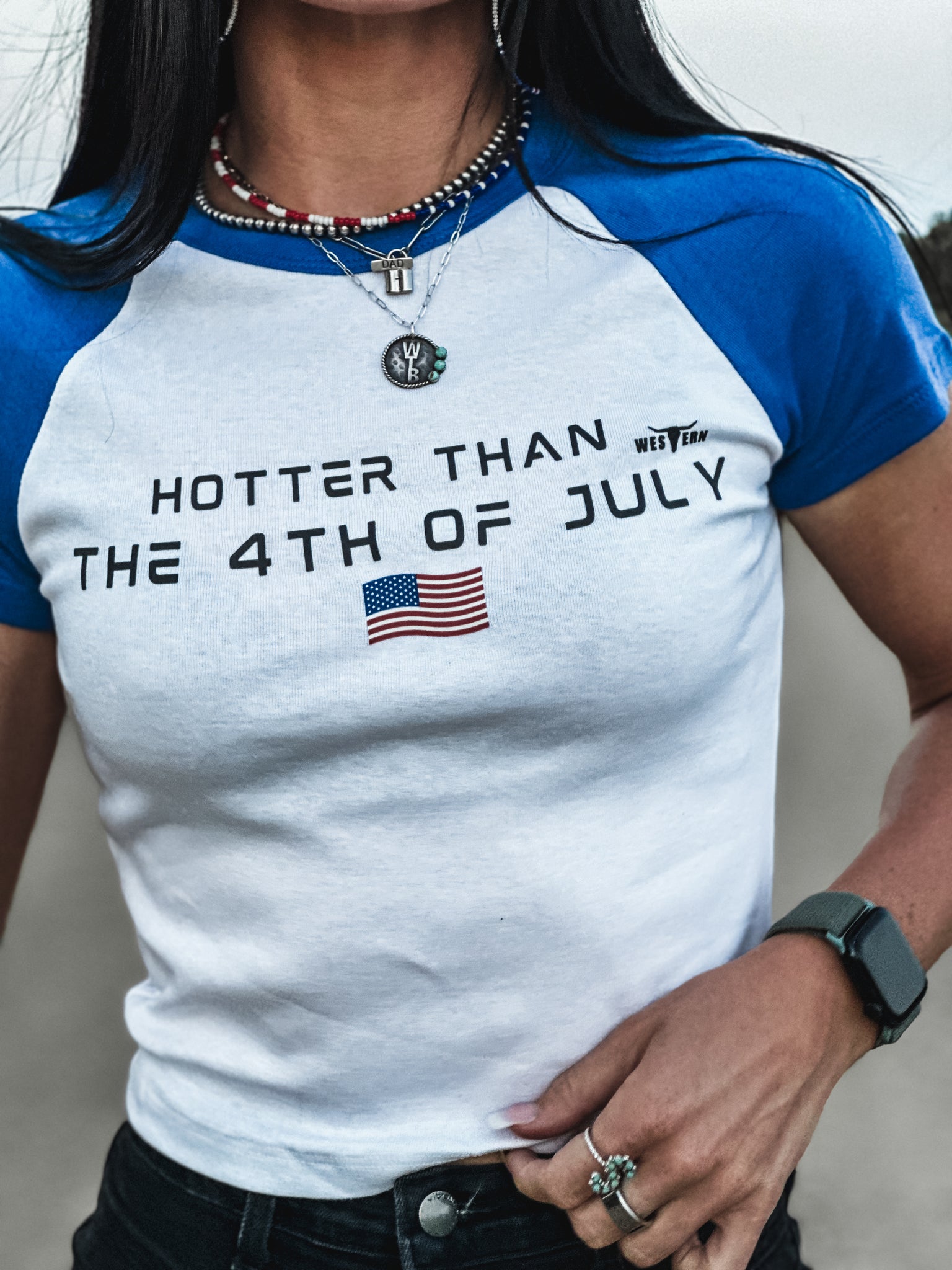 4th of July Cropped Tee - Blue