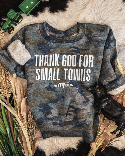 Thank God For Small Towns Crew - Green Camo