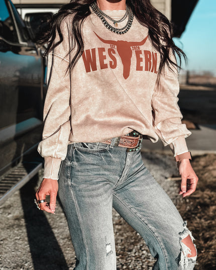 Women's Soft Crew - Light Brown Logo / Marble