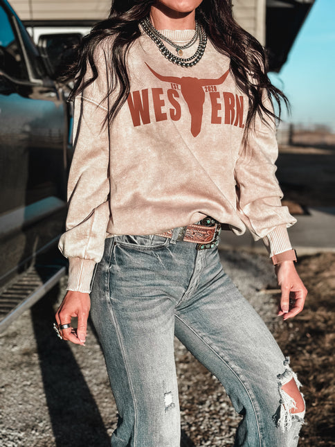 Women's Soft Crew - Light Brown Logo / Marble