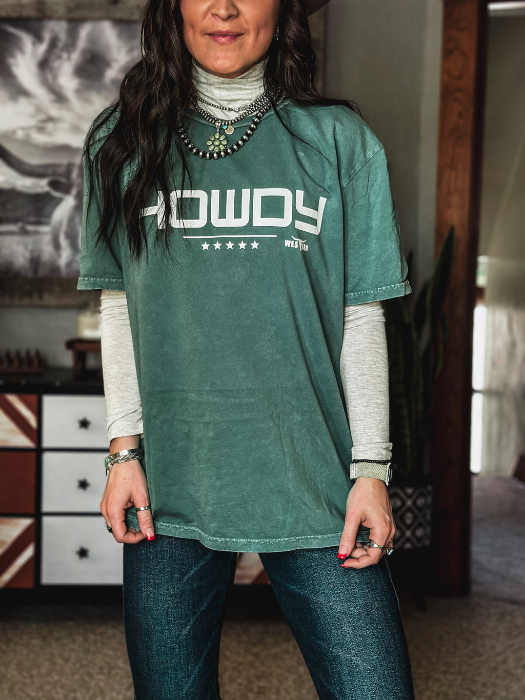 HOWDY Oversized T - Vintage Mineral Green