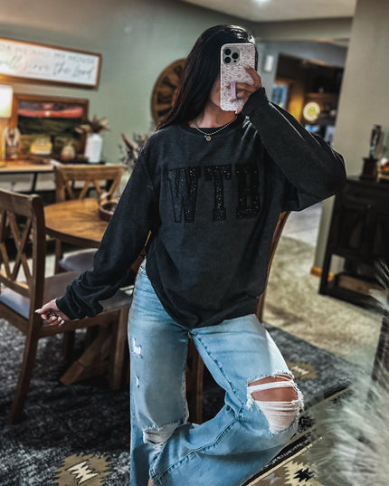 WTB Glitter Applique Corded Crew