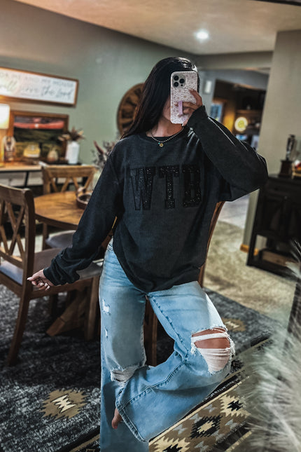 WTB Glitter Applique Corded Crew