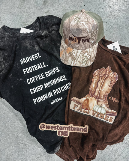 Fall Vibes T - Brown Mineral Wash