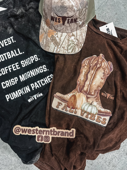 Fall Vibes T - Brown Mineral Wash