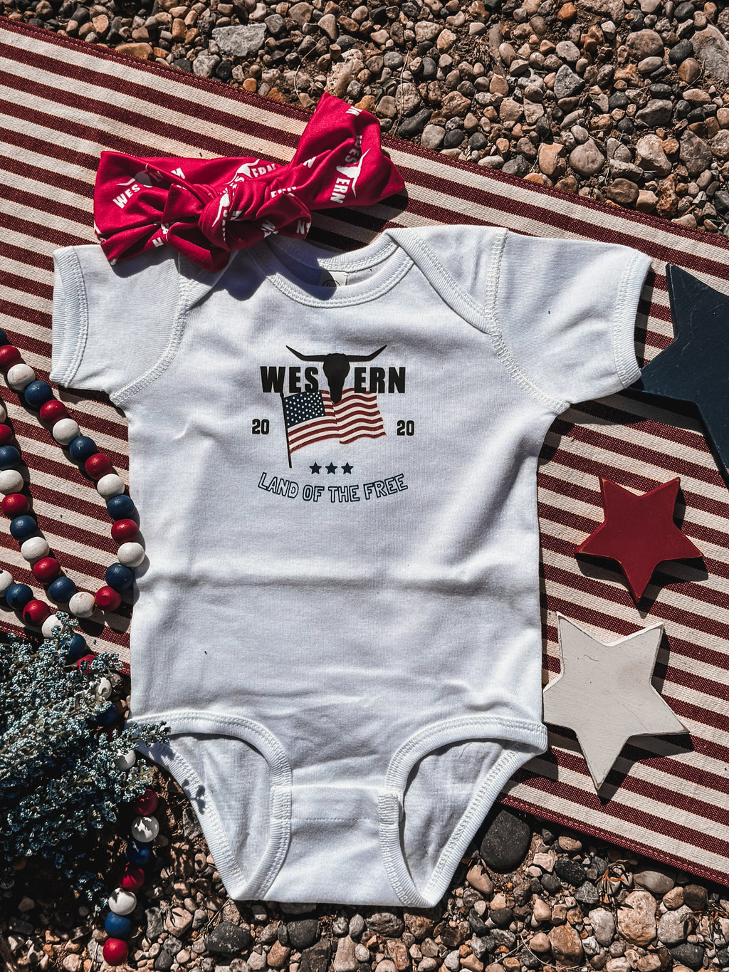 Brand Logo Flag Onesie - White