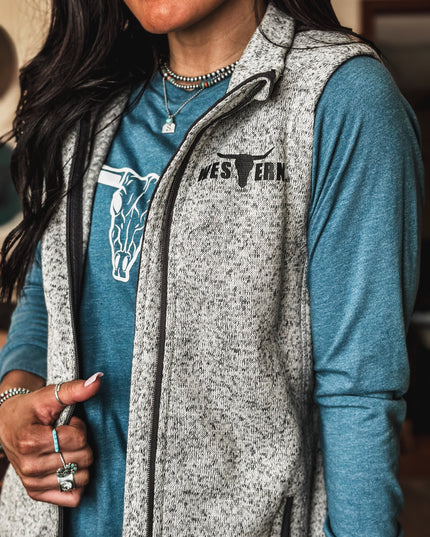 Brand Fleece Vest - Heather Grey